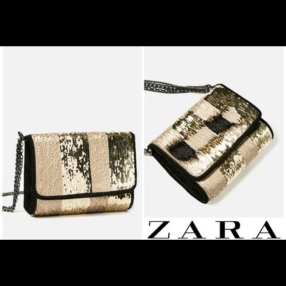 zara sequins shoulder bag